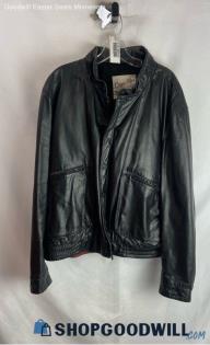 Clipper Mist Men's VTG Black Genuine Leather Zip Up Bomber Jacket - Sz 50TB