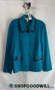 JM Collection Women's VTG Teal Button Up Fashion Blazer - Sz XL