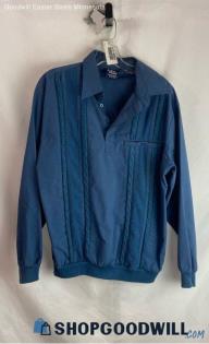 John Blair Men's VTG Dark Blue Cable Knit Henley Shirt - Sz M