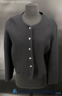 Women's Classic black cardigan sweater w/Silver tone buttons