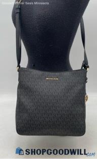 Michael Kors Jet Set Signature Dark Gray Coated Canvas Messenger Handbag/Purse