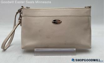 Coach Ivory Leather Corner Zip Wristlet/Clutch Handbag/Purse