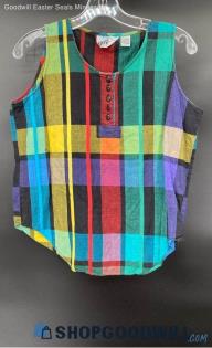 Sudden Impact women's Multi-Color plaid SS tank top - Sz M