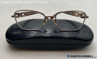 Michael Kors Polished Brown Plastic/Metal Rectangle Prescription Eyeglasses