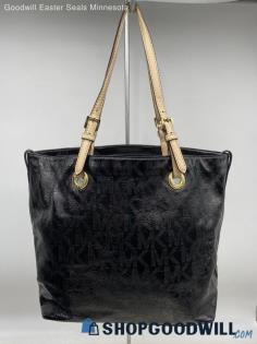 Michael Kors Black Patent Embossed Leather Tote Shoulder Bag Handbag/Purse