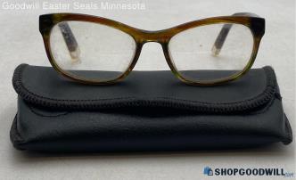 Calvin Klein Unisex Green/Amber Rectangle Plastic Prescription Eyeglasses