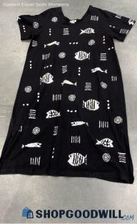 M. Mac Women's Long Black dress with fishes - Sz 3X