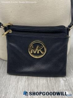 Michael Kors Black/Gold Pebbled Leather Crossbody Womens Handbag/Purse