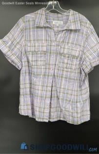 Liberty Lane Women's Plaid Lavender SS shirt - Sz 1X