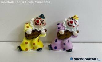 A Pair Of Vintage Porcelain Circus Clowns Salt & Pepper Shaker