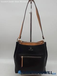 Nanette Lepore Black Pebbled Faux Leather Shoulder Handbag Purse