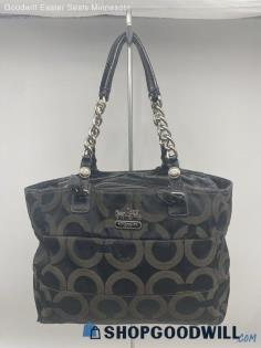 Coach Signature Black Sateen Tote/Shoulder Bag Handbag/Purse