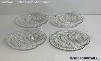 A) 8PC Federal Glass Homestead Clear Serving Snack Plates