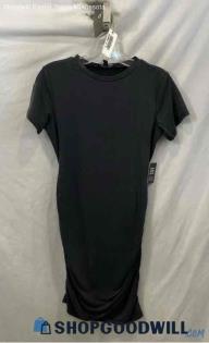 NWT Express Women's Charcoal Gray Modal Soft Knit Ruched T-Shirt Dress - Sz XS