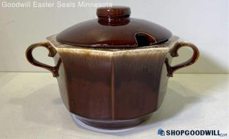 Mccoy Pottery Large Brown Drip Soup Tureen Food Serving Pot, Casserole