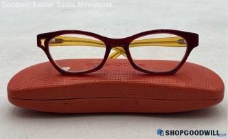 Eye Bobs Unisex Red Yellow Rectangle Plastic Prescription Eyeglasses