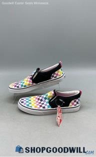 VANS Women's Asher Party Check Multicolor Canvas Slip-Ons Sz 6