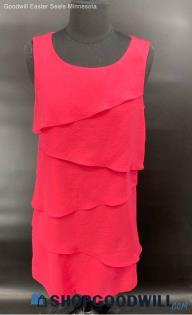 London Times Women's Coral Pink Tiered Summer Sleeveless dress - Sz 6