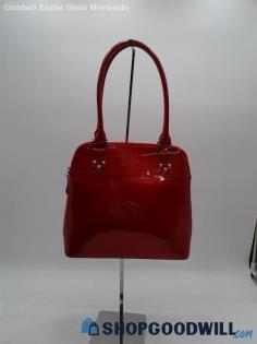 Beijo Red Vinyl Top Handle Shoulder Bag Handbag Purse