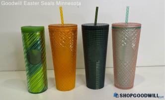 Lot Of 4pc Starbucks Plastic Tumblers W/ Straws