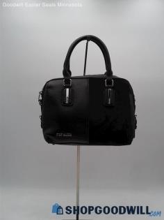 Steve Madden Black Faux Leather Satchel Top Handle Handbag Purse