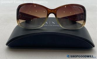 Armani Exchange Unisex Brown/Amber Square Plastic Sunglasses