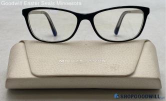 Michael Kors Nevis Black Plastic Silver Metal Rectangle Prescription Eyeglasses