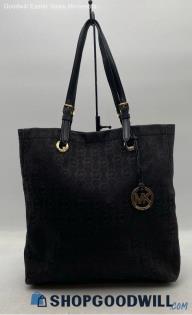 Michael Kors Jet Set Signature Black Canvas Tote Handbag/Purse