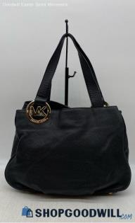 Michael Kors Large Fulton Black Shoulder Bag Womens Pebbled Leather