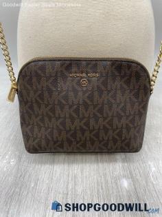 Michael Kors Monogram Brown/Khaki Chain Crossbody Womens Leather Handbag/Purse