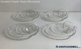 8PC Federal Glass Homestead Snack Plates Set IOB