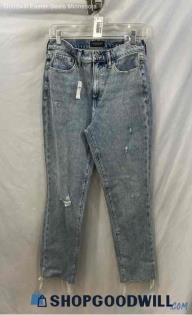 NWT Banana Republic Women's Weathered Blue Distressed High-Rise Slim Jeans Sz 27