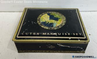 Cutex Marquise Set Metal Container Box Vintage