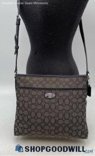 Coach Signature Black/Gray Canvas File Bag/Crossbody Handbag/Purse