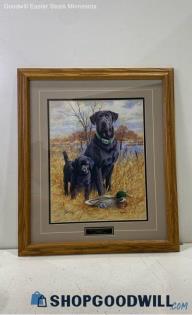 "Like Father, Like Son" James Killen Signed Matted & Framed Black Lab Print