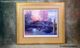 Sunset Pond Wood Ducks Robert Hinton Signed 280/500 Wildlife Bird Print Art PUO