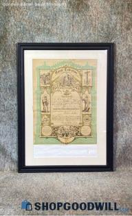 Finnish Baptism Certificate Signed Framed Vintage Religious Art Home Decor