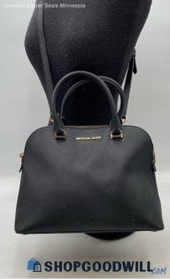 Michael Kors Cindy Black Saffiano Leather Domed Satchel/Top Handle Handbag/Purse