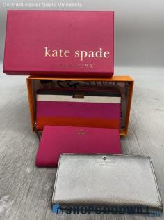 Lot of 3 items Kate Spade Pink/Silver Wallet/Clutch Womens Handbag/Purse