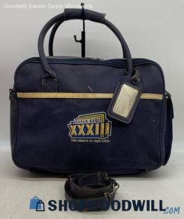 Vintage Superbowl XXXIII 1999 Navy Blue Briefcase/Document Case Pebbled Leather