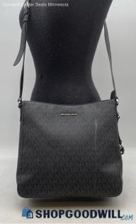 Michael Kors Jet Set Signature Charcoal Black Coated Canvas Messenger Bag/Purse