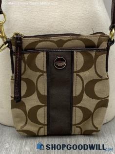 Coach Signature Khaki/Brown Crossbody Womens Canvas Handbag/Purse