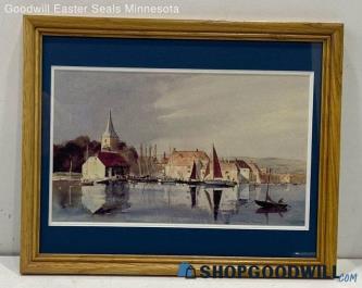 "Bosham West Sussex" Anthony Flemming Unsigned Matted & Framed Harbor Print