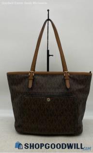 Michael Kors Monogram Brown Tote Womens Coated Canvas