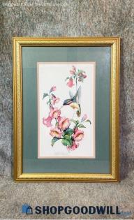 "Little Hummer Iv" Carolyn S Wright Signed Hummingbird 5801/9950 Print Framed