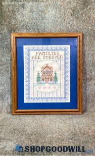 "Families Are Forever" Vogart Crafts Home Love Cross Stitch Sampler Crewel Frame