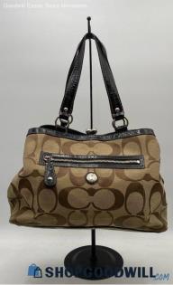 Coach Signature Khaki/Brown Jacquard/Canvas Carryall Shoulder Bag Handbag/Purse