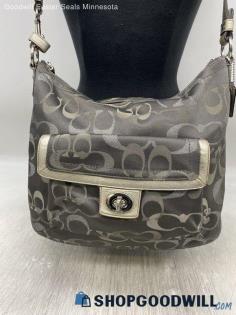 Coach Signature Gray/Silver Shoulder Bag Crossbody Sateen Handbag/Purse