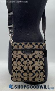 Coach Signature Black/Beige Jacquard Canvas Swingpack/Crossbody Handbag/Purse