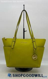 Michael Kors Charlotte Chartreuse Tote Womens Saffiano Leather